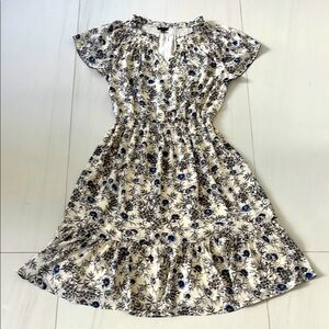 Talbots Floral Print Dress in Blue and White